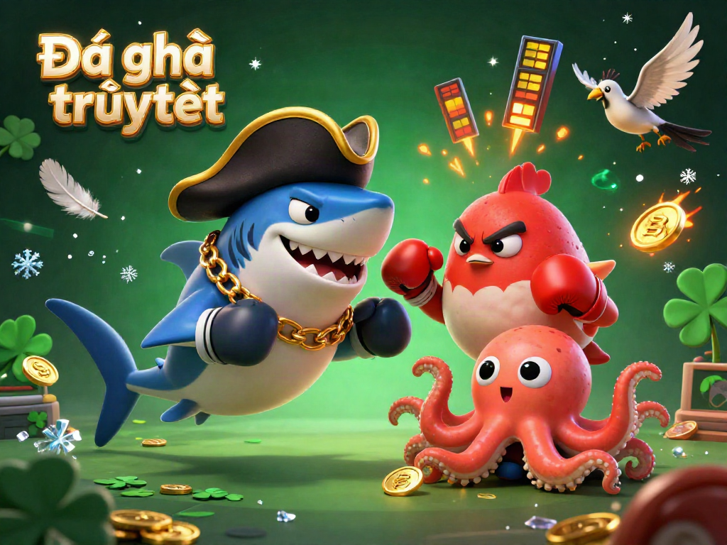 Engage with the thrilling action of Đá gà trực tiếp featuring cartoon characters in a vibrant fighting arena.