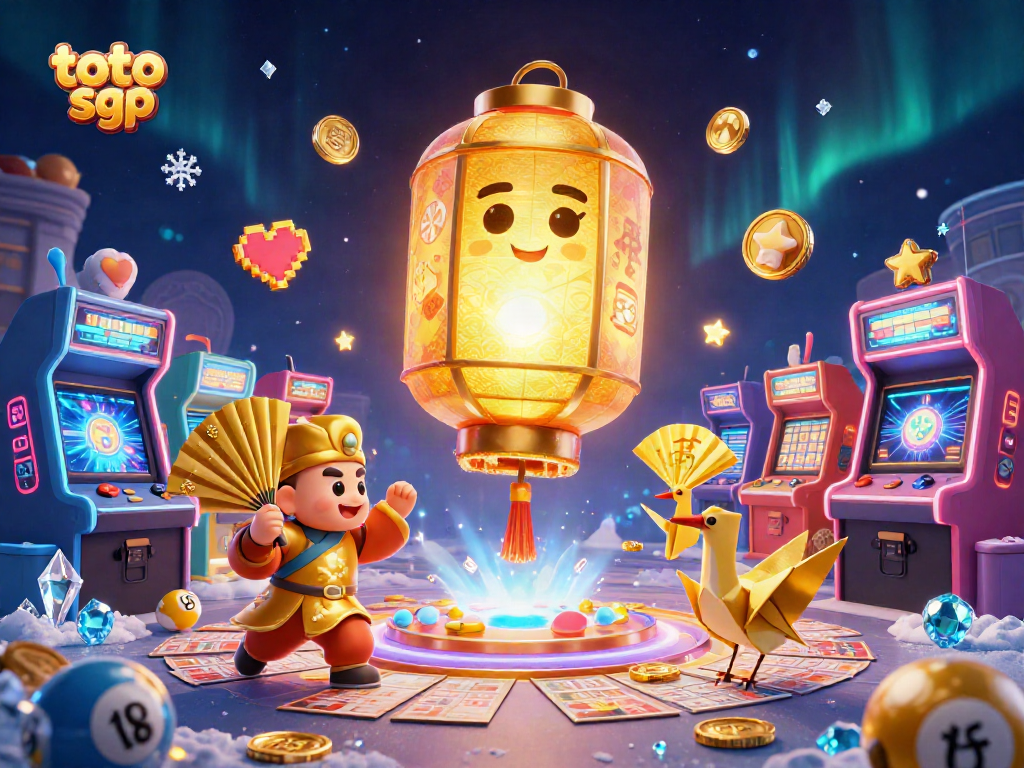 Experience the excitement of toto sgp with a vibrant illustration of lottery elements at a casino.