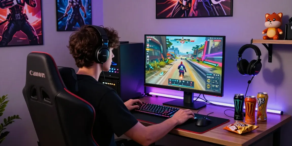 Exciting F168 gaming setup featuring a focused gamer, LED lights, and immersive action.