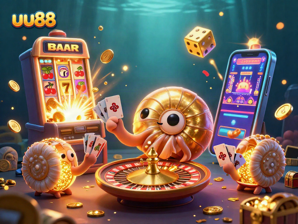 Experience thrilling gameplay at uu88 with a vibrant casino scene featuring a nautilus roulette wheel.