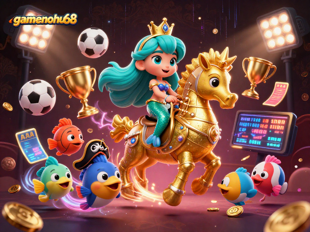 Experience thrilling gameplay with gamenohu68 as colorful characters and dynamic sports elements come to life in a vibrant casino setting.