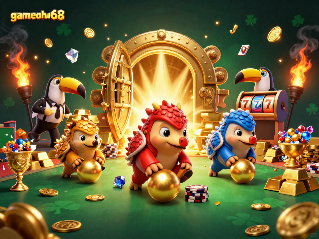 Experience exciting gameplay with gamenohu68 featuring rival pangolins and shimmering casino treasures.
