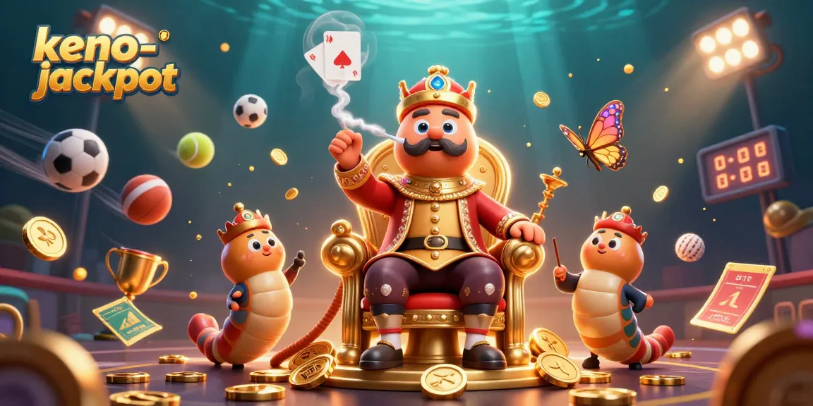 Win exciting rewards with keno-jackpot in this immersive 3D illustration of a thrilling game scene.