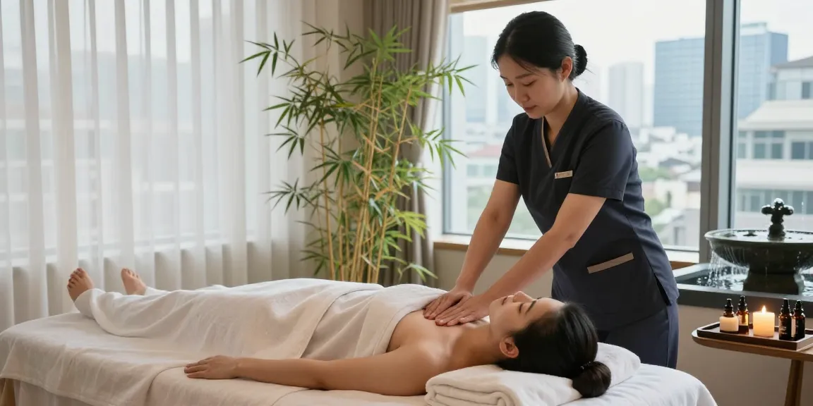Relaxing 강남출장안마 scene with soothing massage therapy in a luxurious spa