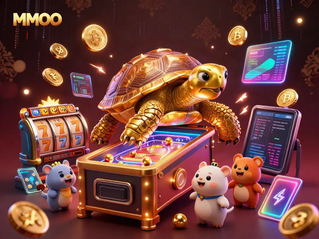 Experience MMOO excitement at a pinball-style jackpot scene with vibrant casino elements.