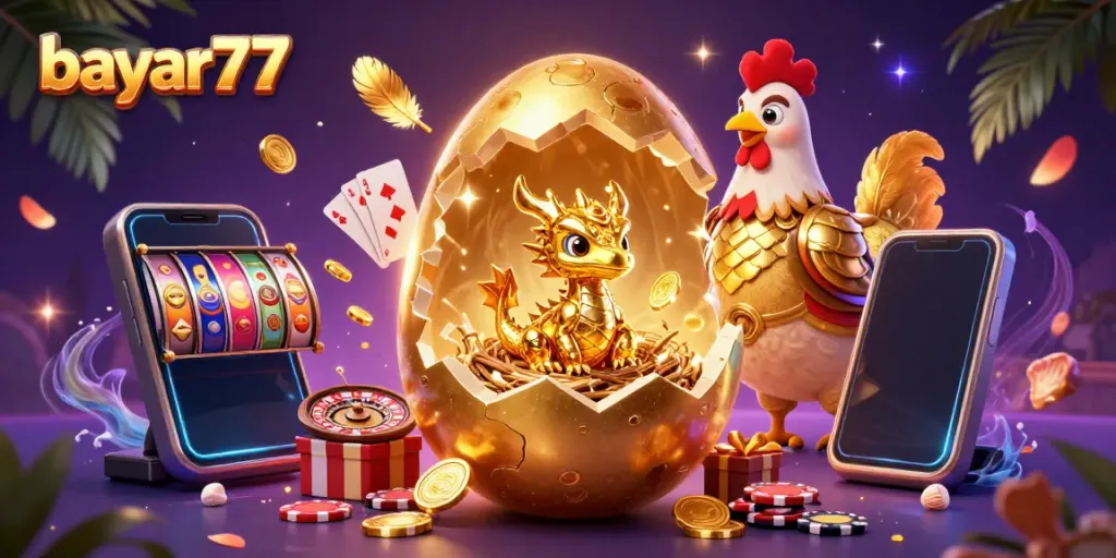 Engage with bayar77 for dynamic gameplay featuring a golden dragon and vibrant casino elements.