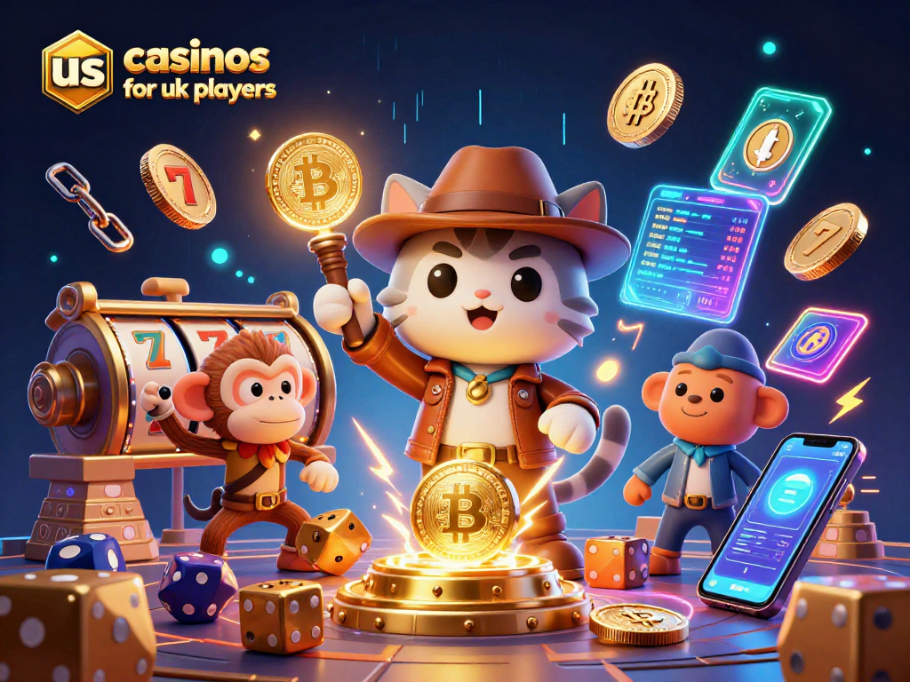 Engage with exciting us casinos for uk players through a vibrant 3D illustration of a cat archaeologist.