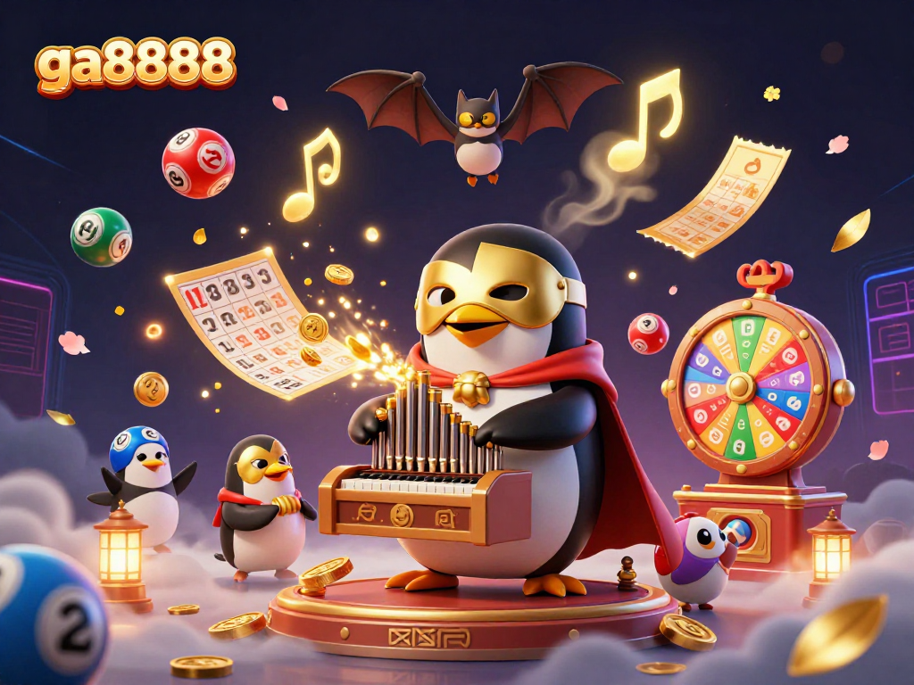 Experience ga8888 excitement with golden coins, colorful balls, and vibrant casino elements.