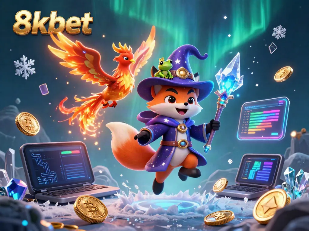 Experience thrilling bets at 8xbet with vibrant visuals depicting fantasy and cryptocurrency.
