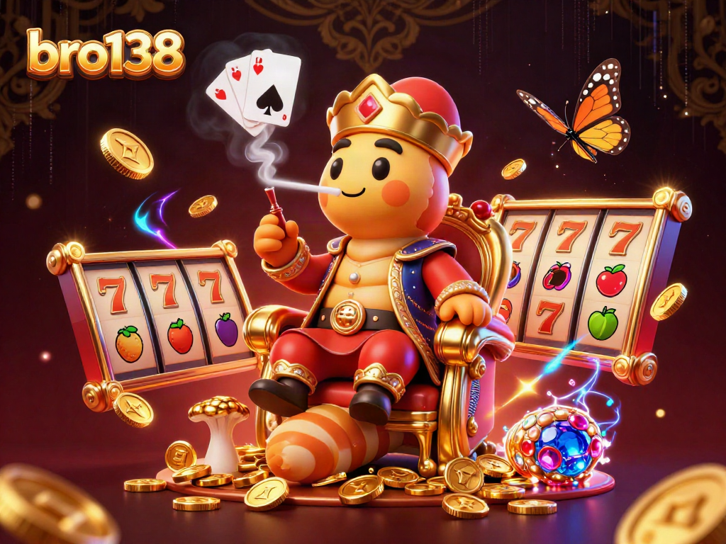 Engage with bro138's enchanting slots experience through a whimsical digital illustration.