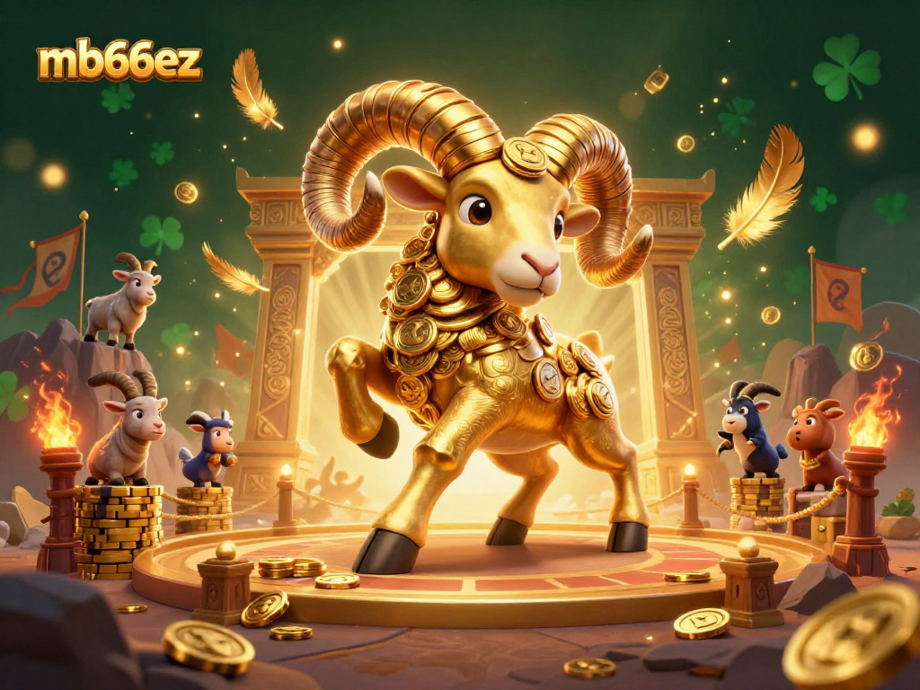 Experience thrilling games at mb66ez with a vibrant 3D casino scene featuring golden characters.