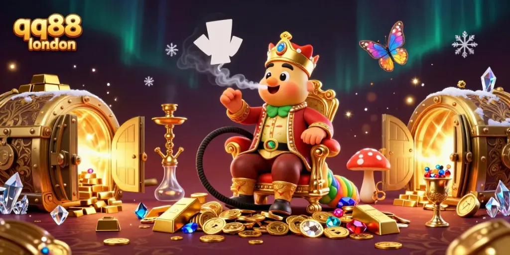Experience thrilling gaming with QQ88 London, where players engage with vibrant casino elements and majestic visuals.