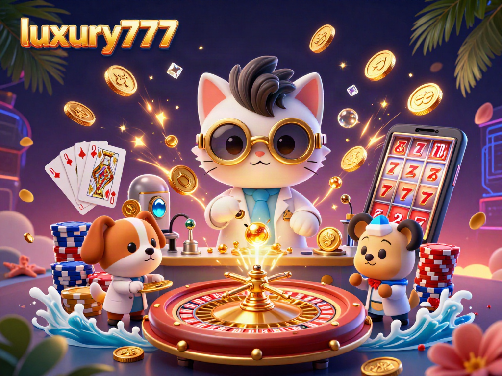 Memenangkan jackpot di luxury777 dengan ilustrasi slot bertema kasino yang penuh aksi.