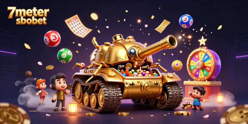 Experience thrilling wins with 7meter sbobet in this vibrant, action-packed casino illustration.