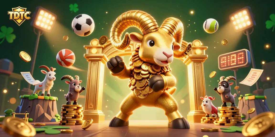 Experience the thrill of TDTC with an exciting scene filled with dynamic sports elements and a golden ram.