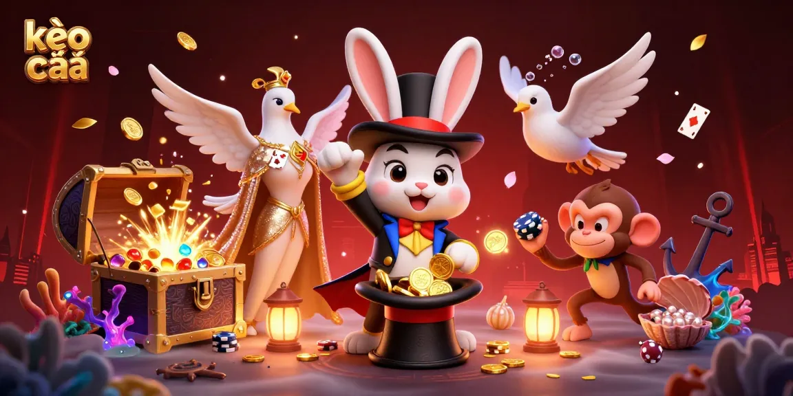 Engage with kèo nhà cái showcasing a magical scene with vibrant 3D casino elements and characters.