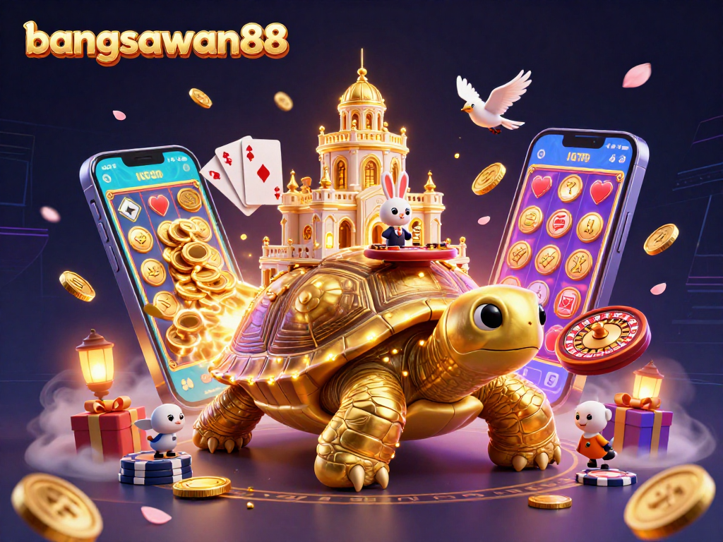 Experience exciting wins with bangsawan88's vibrant 3D casino illustration featuring interactive gaming elements.