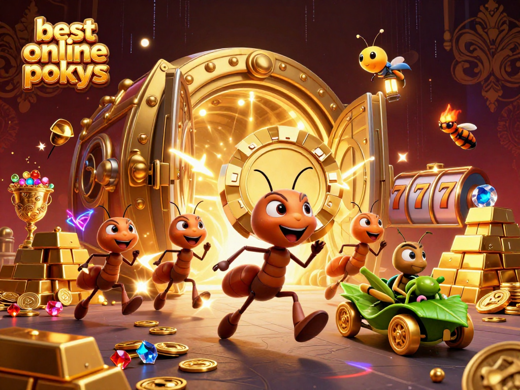 Experience the excitement of the best online pokies with animated ants and dazzling treasures.