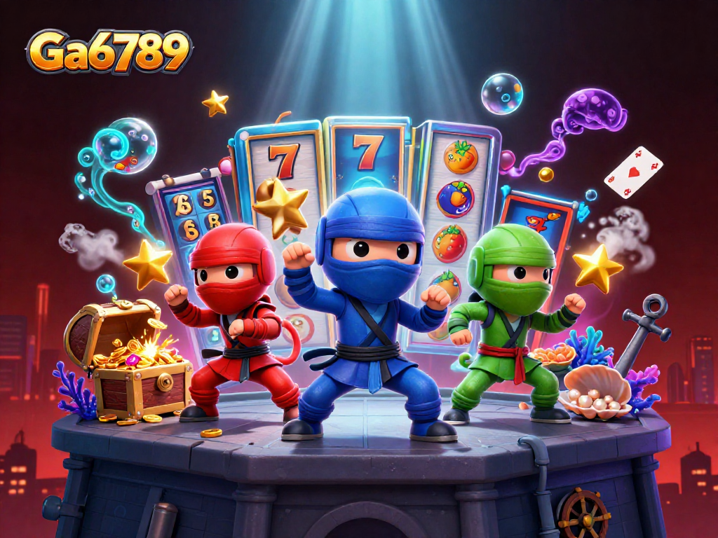Engage with Ga6789's vibrant casino adventure featuring ninja chameleons amidst dynamic slot elements.