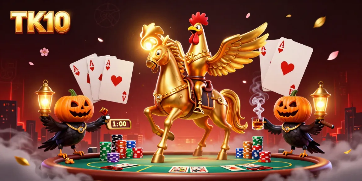 Experience thrilling gameplay at TK10 with a vibrant casino scene showcasing poker action and fantasy elements.