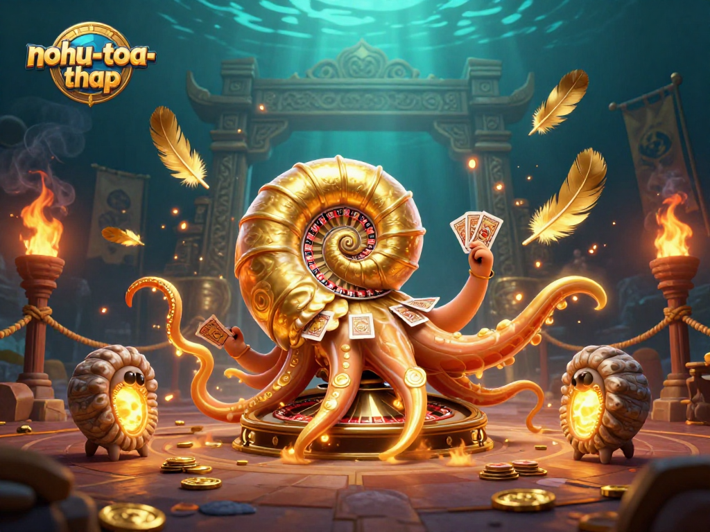 Experience thrilling gameplay at nohu-toa-thap with stunning golden nautilus and vibrant casino elements.