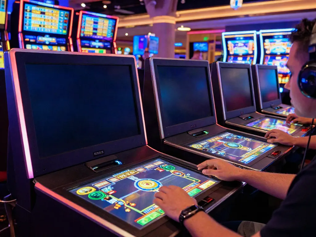 Player enjoying akunjp online slots in a vibrant virtual casino atmosphere with engaging game displays.