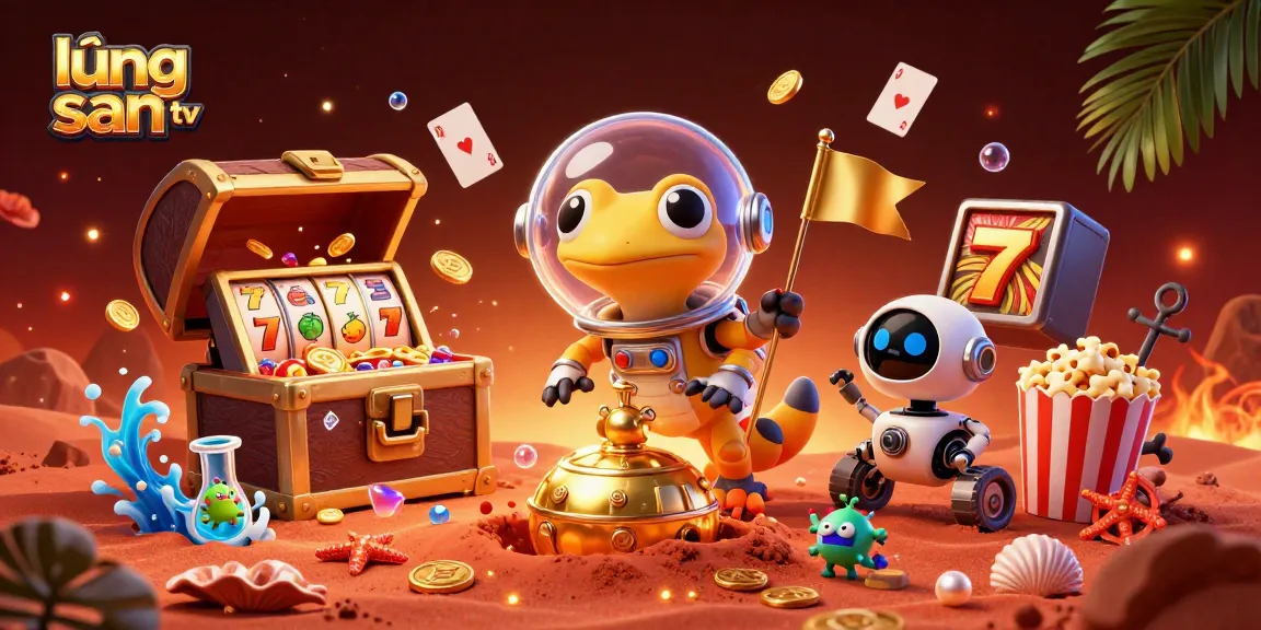 Experience lương sơn tv with a dynamic illustration of a Martian gecko discovering a golden casino.