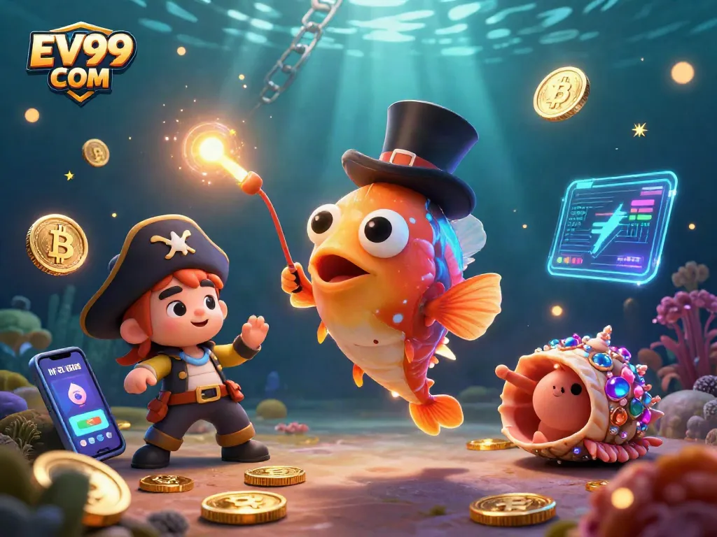 Engage with EV99 COM in action-filled casino experience with gold coins and crypto elements.