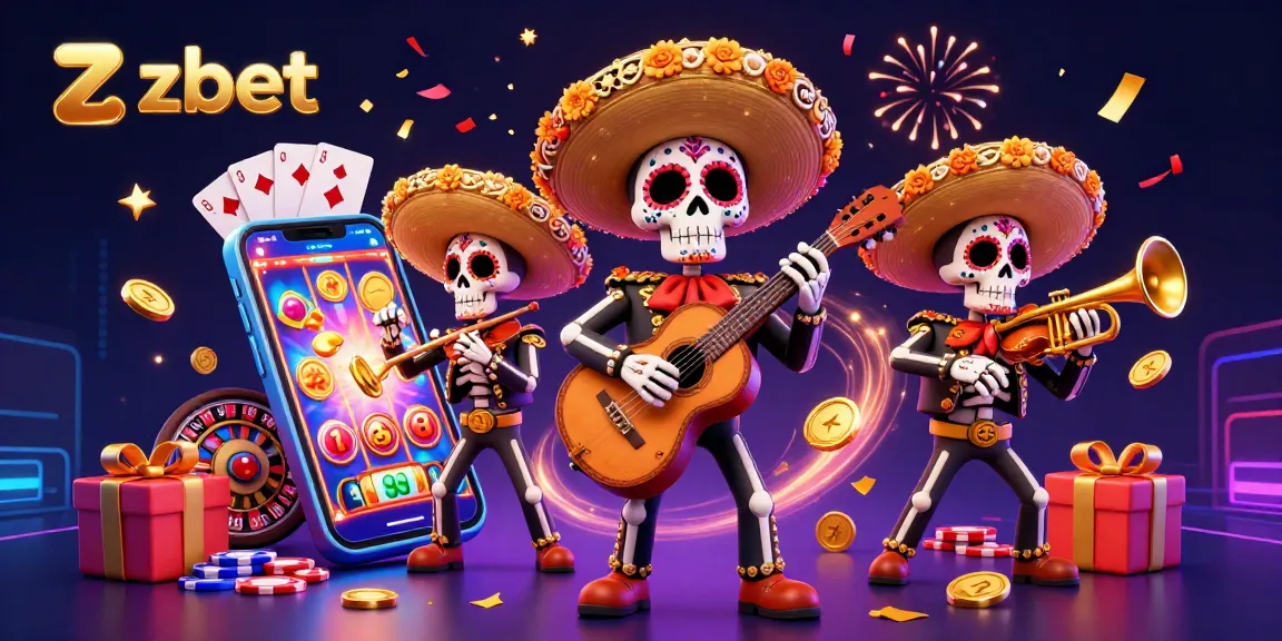 Experience thrilling gaming opportunities with zbet, featuring a vibrant mariachi scene amidst casino elements.