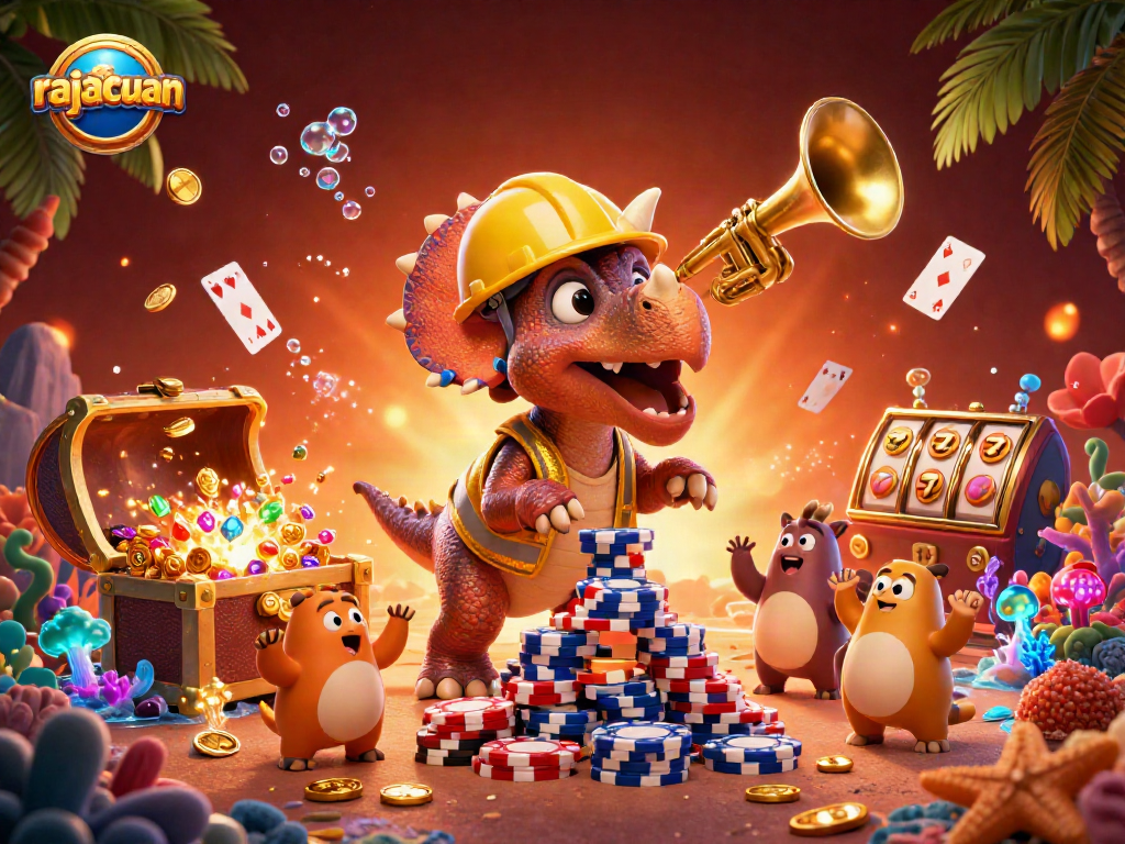 Celebrate winnings at rajacuan with a colorful 3D casino scene packed with energy and excitement.