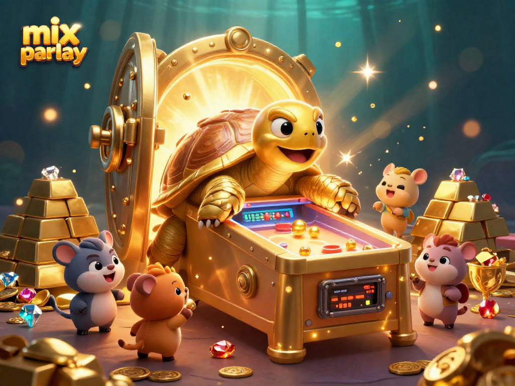 Engage with mix parlay betting strategies in a vibrant casino illustration showcasing golden treasures and excitement.