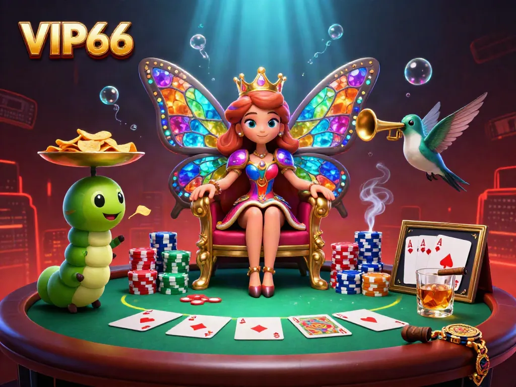 Engage in exciting poker action with VIP66's vibrant casino scene filled with energy and color!
