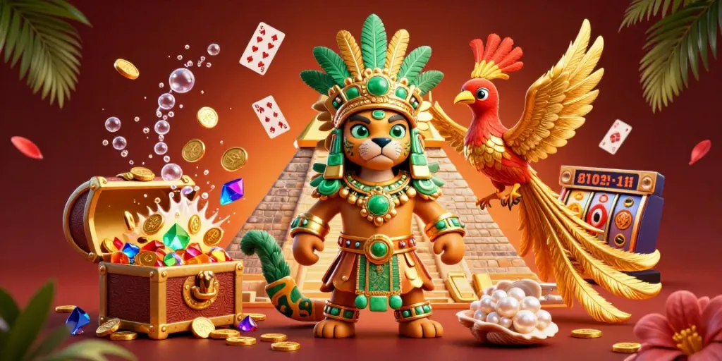 Experience thrilling casino action with 789CLUB's vibrant characters amidst gems and cards.