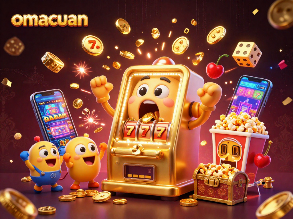 OMACUAN menangkan jackpot besar dengan mesin slot emas kartun dalam permainan yang penuh semangat.