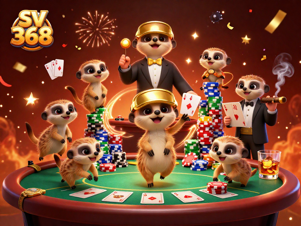 Experience the excitement of SV 368 with meerkats running a lively casino scene full of games.
