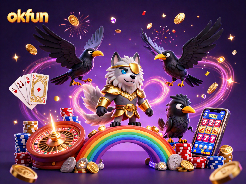 Experience thrilling action and rewards with okfun, captivating 3D casino visuals filled with vibrant gaming elements.