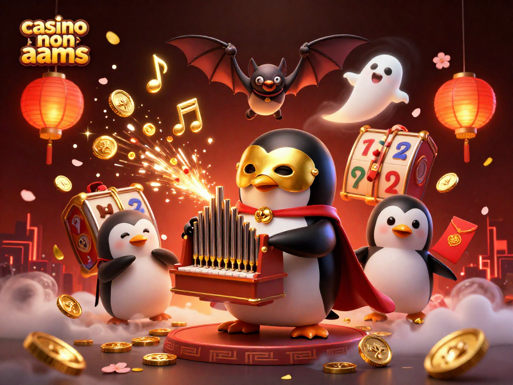 Gioca in casino non aams con un pinguino fantasma che suona un organo mentre oro e divertimento volano attorno.