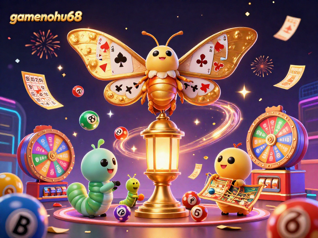Experience the vibrant excitement of gamenohu68 with colorful casino illustrations, showcasing thrilling game moments.