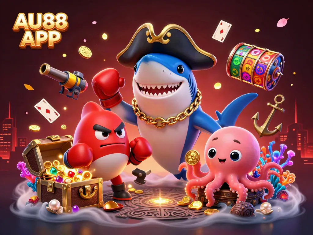Experience thrilling excitement with AU88 APP as you join fun characters in a vibrant underwater casino world.