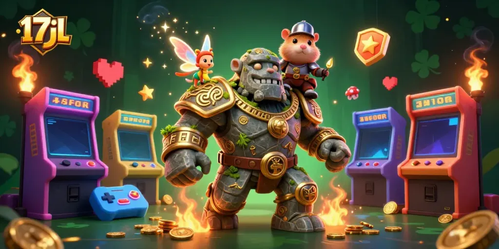 Engage in thrilling luck with 17jl, featuring a magical stone guardian and arcade games!