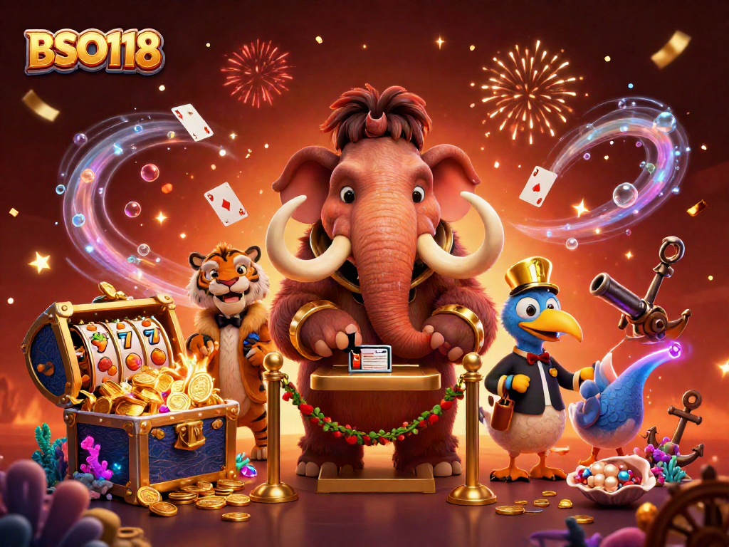 Experience exciting gameplay at BSO118 with colorful slots and a vibrant casino scene.