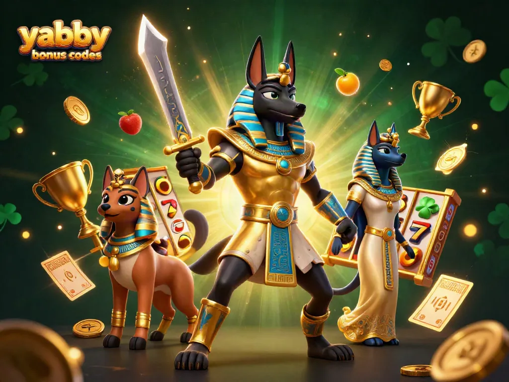 Experience the excitement of yabby casino bonus codes with Anubis and Bastet amid vivid gaming elements.