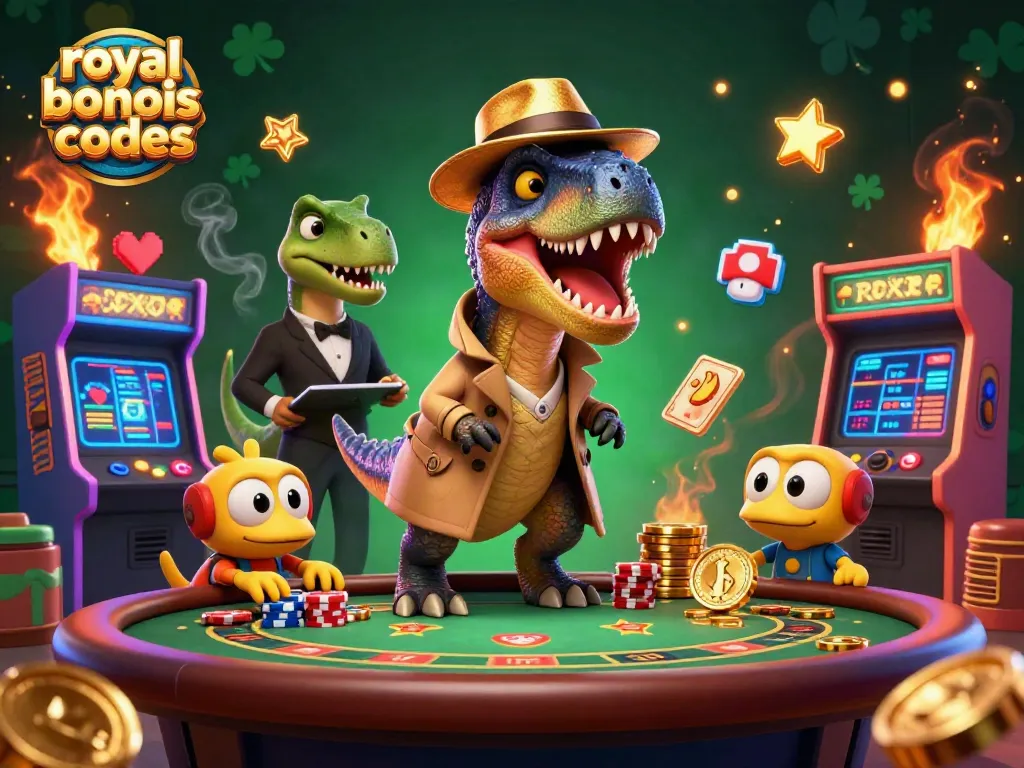 Experience royal ace bonus codes with a daring velociraptor card counter at a blackjack table.