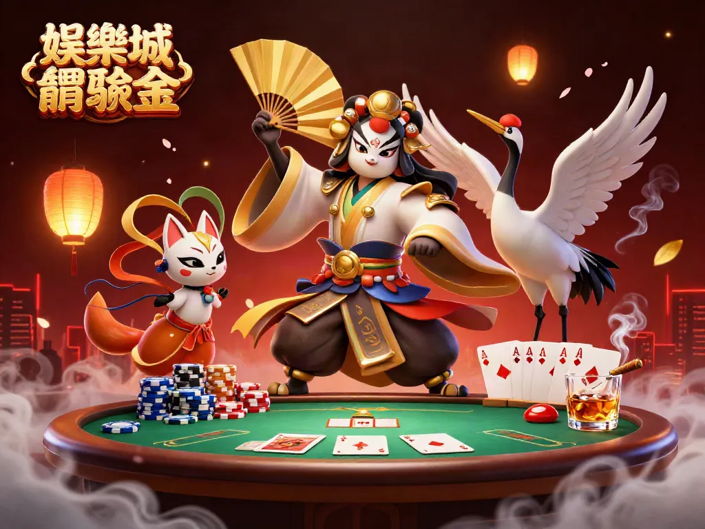 娛樂城體驗金活動促銷插圖，展示精美的賭博場景和角色。