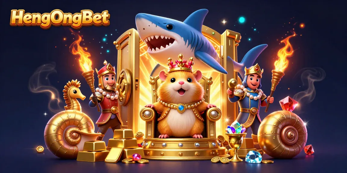 Engage in thrilling gameplay at HengOngBet with a majestic hamster king and vibrant casino treasures.