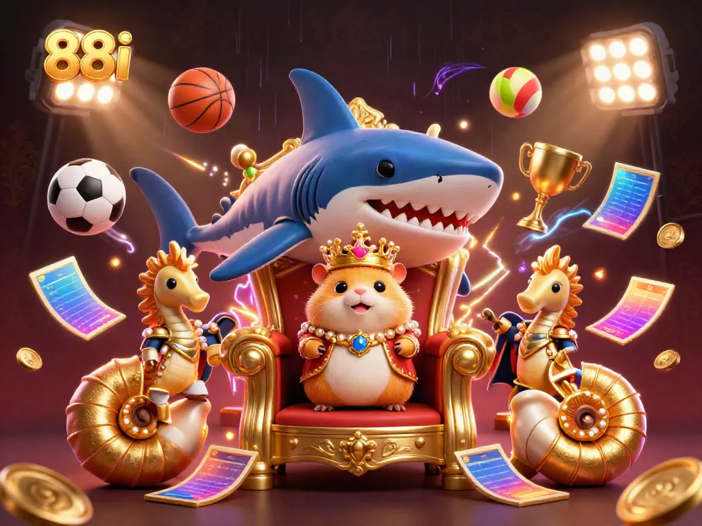 Experience the excitement of 88i betting with a golden hamster king and dynamic sports elements.