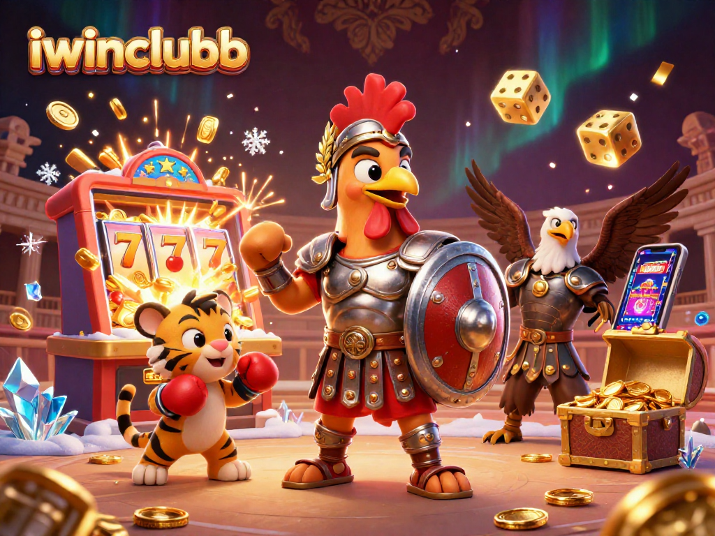 Engage with iwinclubb's thrilling casino adventure featuring vibrant characters and jackpot excitement.