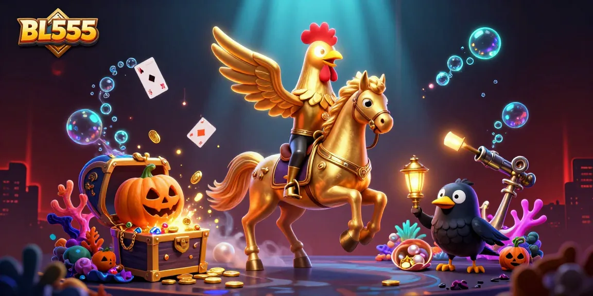 Join BL555 for thrilling casino experiences with gold coins flying around in a vibrant digital world.