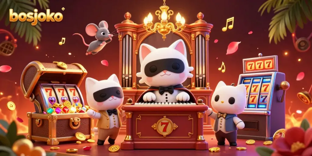 Experience thrilling gameplay at bosjoko with an enchanting scene featuring casino elements and captivating characters.
