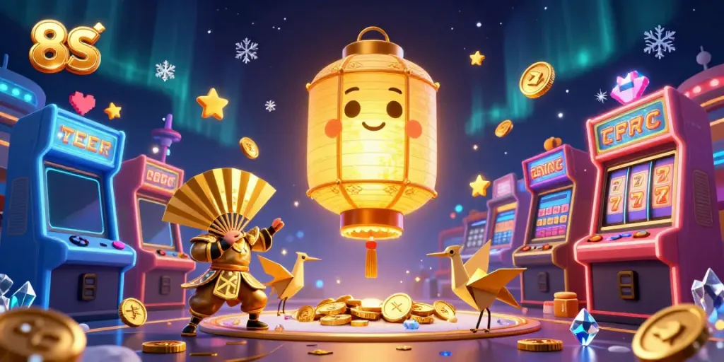 Experience thrilling gameplay with 8S golden lantern spirit and vibrant casino elements enhancing the night.